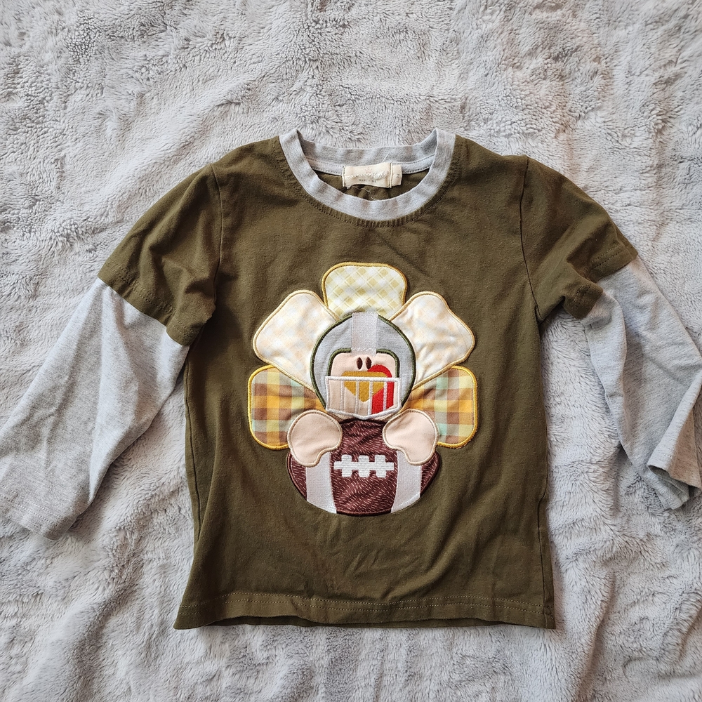 Kids Olive Green and Gray Long Sleeve Shirt